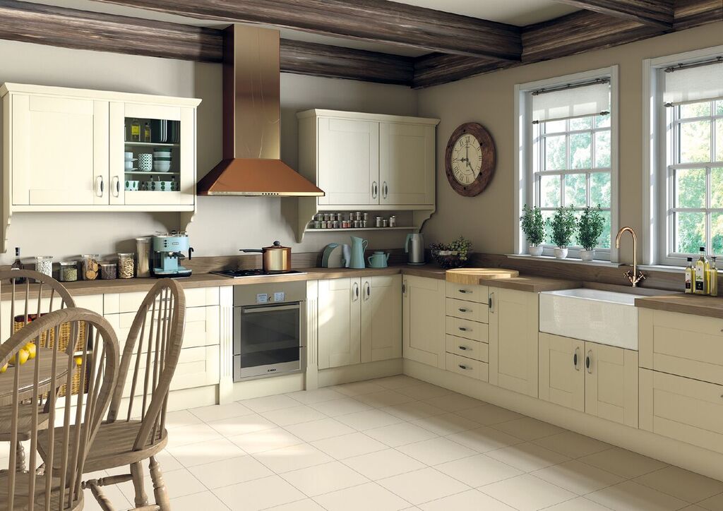 Ludlow Cream Kitchen With Rose Gold Extractor Fan