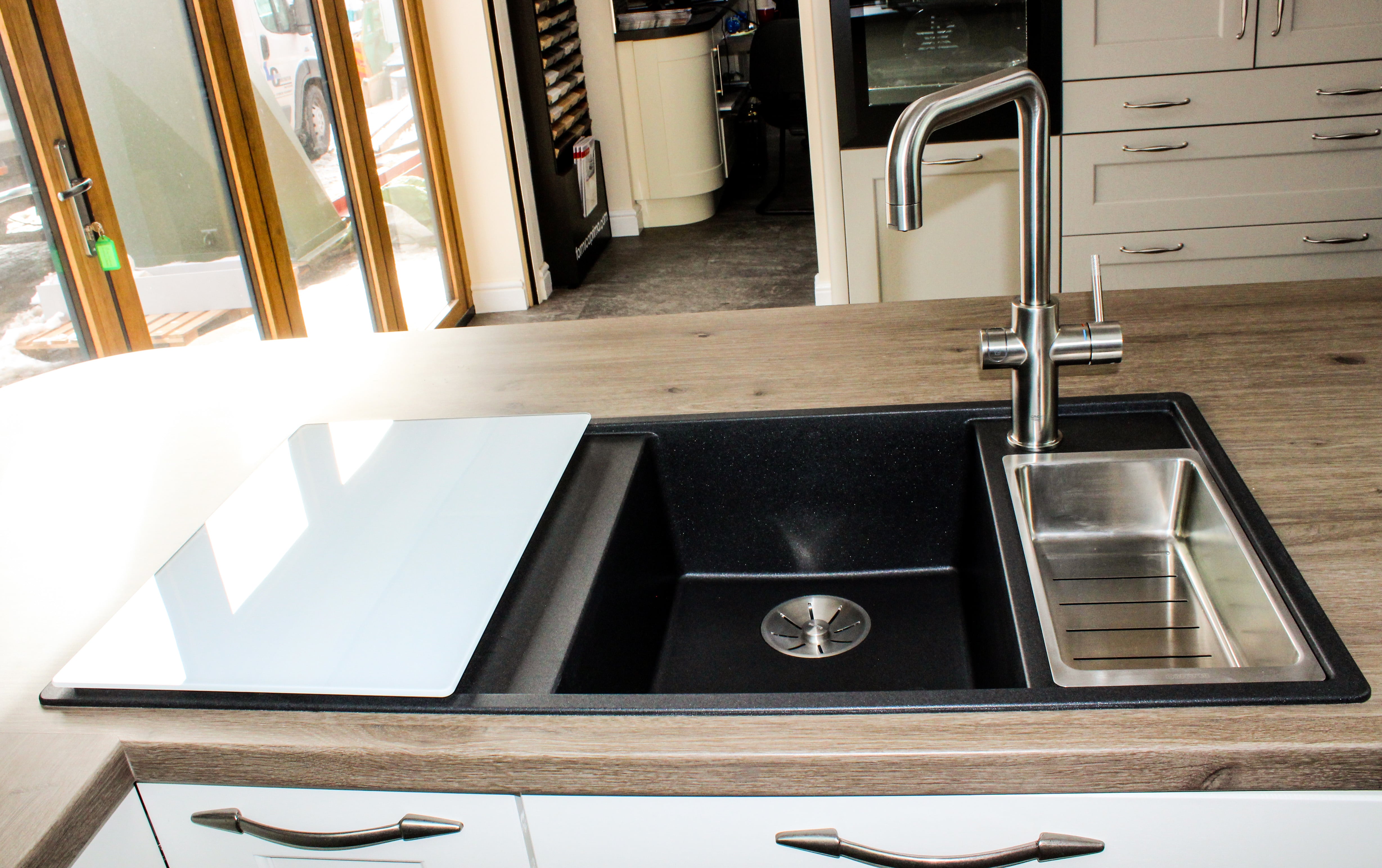Soda Water Tap with Sink and Glass Draining Board